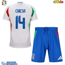 Italy Federico Chiesa #14 Replica Away Minikit Euro 2024 Short Sleeve (+ pants)